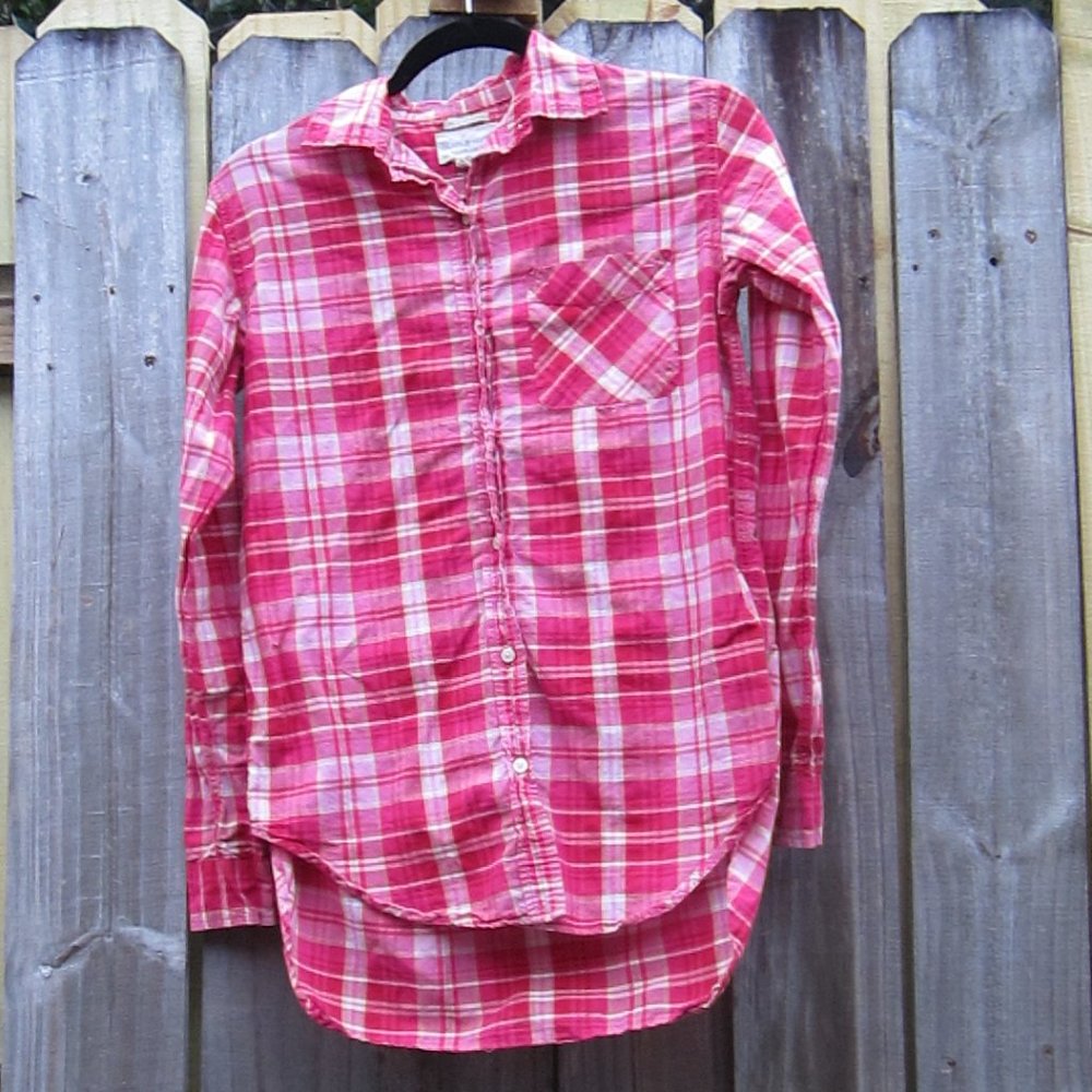 Woman's XS Pink Plaid Denim & Supply Ralph Lauren RL Boyfriend Button Down Shirt